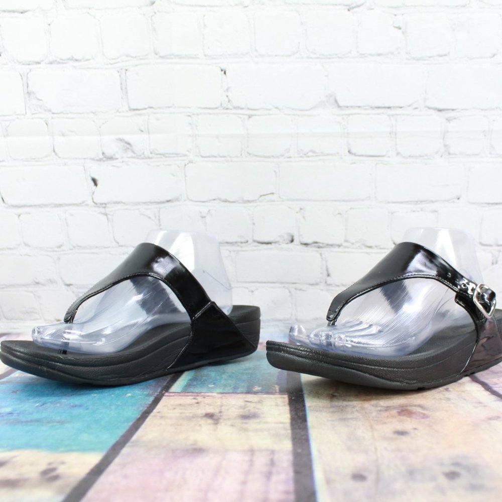 FITFLOP The Skinny Patent Thong Sandals Size 9 - Picture 2 of 9